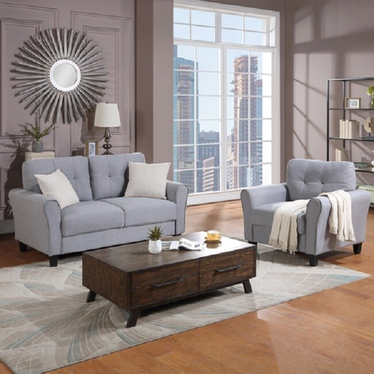 Living Room Sofa Set Linen Upholstered Couch Furniture for Home or Office (1+2 Seat)