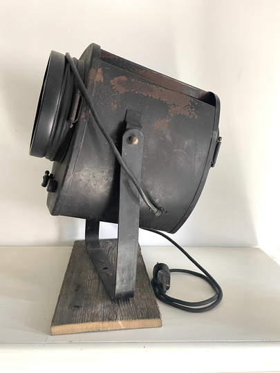 1940S French Antique Theater Spot Light. Industrial Lamp. Real Movie Floor Spot Light. Design