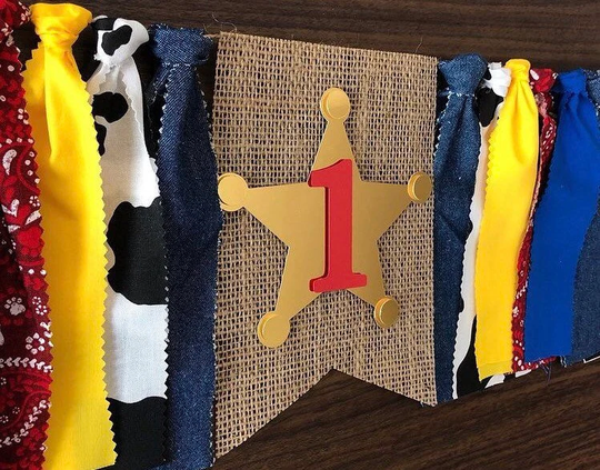 Sheriff High Chair Banner, First Birthday Cowboy Decor