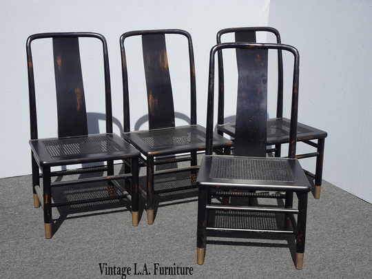 Set Of Four French Country Tallback Cane Dining Room Chairs By Century Furniture