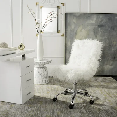 Brost Faux Sheepskin Leg Swivel Office Chair