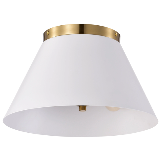 Dover - 3 Light - Small Flush Mount - White with Vintage Brass