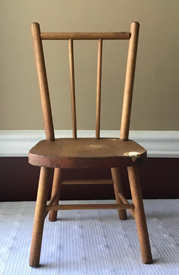 Vintage Wooden Doll Chair, 17 3/4" X 8 1/2" X