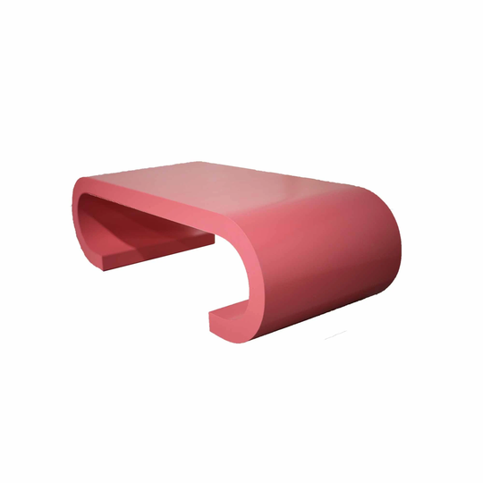1980S Springer Style Scroll Coffee Table in Pink - Freshly Painted
