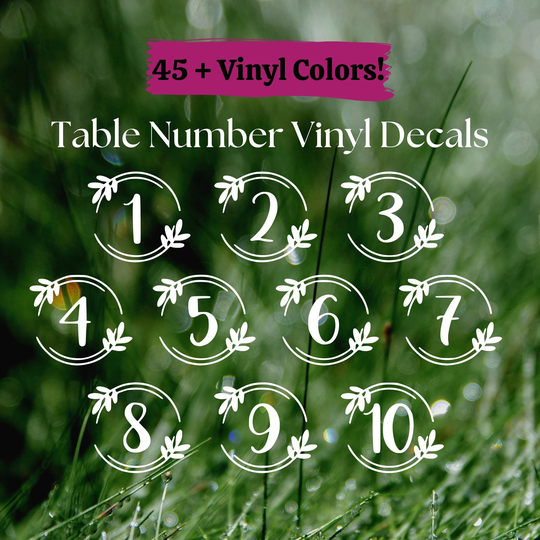 Table Number Vinyl Decals, Wreath Numbers, Wedding Seating Plan Stickers, Stickers