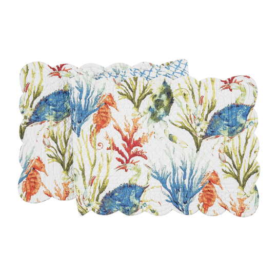 51" x 14" Marino Quilted Reversible Colorful Coastal Table Runner - Blue