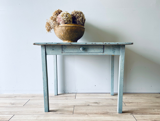 Shabby Light Blue Desk Table | Kitchen With Drawer Rustic Farmhouse Pastel Farm Primitive Cottage Chic
