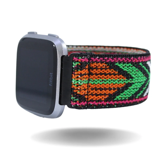 Elastic Fitbit Versa Watch Band - Fits 1, 2, Lite Retro Black Vice Orange Green Chevron Summer Halloween Gift Cute Smartwatch Fall