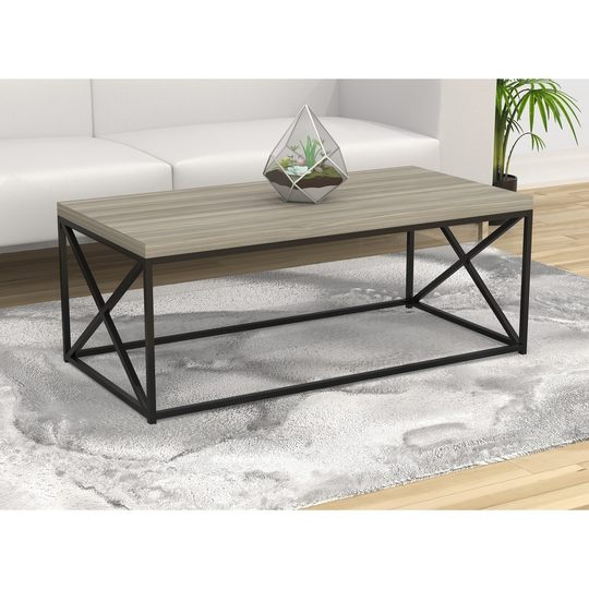 Coffee Table-48"L/Grey Wood/Black Metal