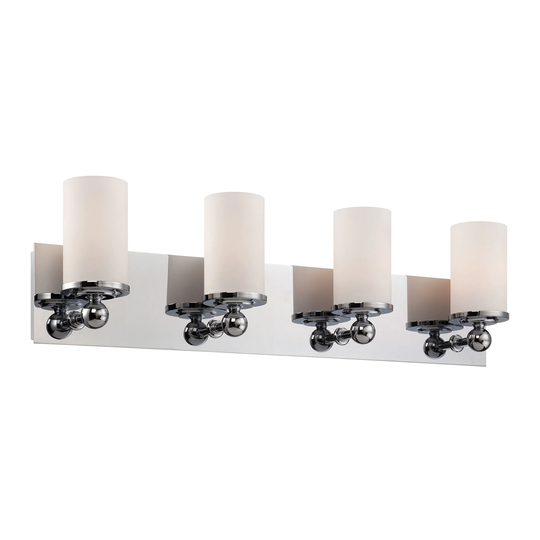 Alico Adam Chrome and White Opal Glass 4-light Vanity