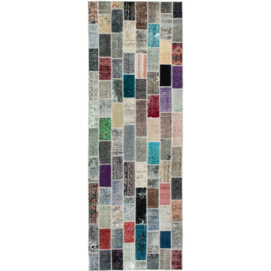 ECARPETGALLERY Hand-knotted Color Transition Patchwork Multi Wool Rug - 3'2 x 10'1