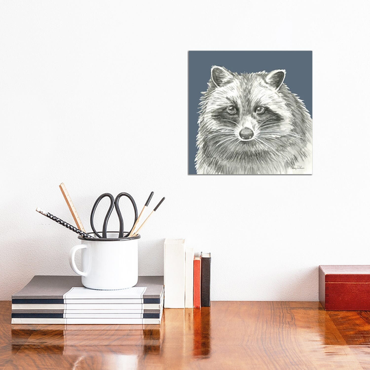 iCanvas "Watercolor Pencil Forest Color VI Raccoon" by Kelsey Wilson Canvas Print