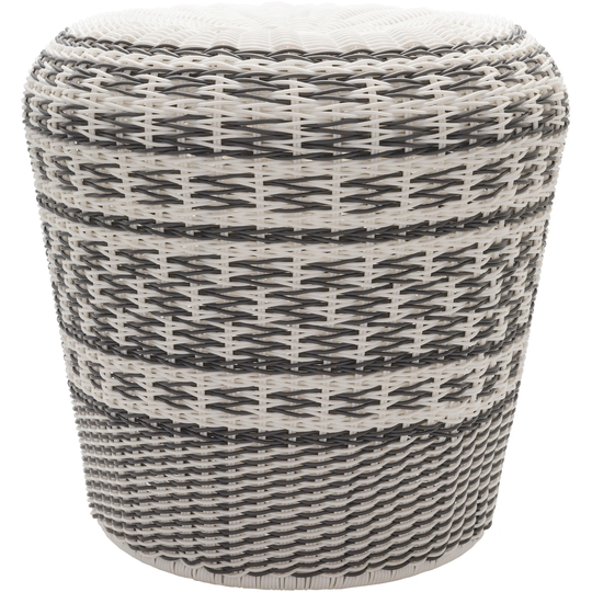18" Parkdale Charcoal White Outdoor Decorative Patio Garden Stool
