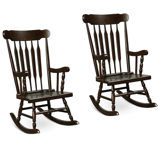 Gymax 2PCS Wooden Rocking Chair Single Rocker Indoor Garden Patio Yard - See details