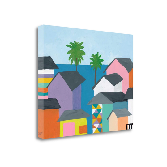 40" Colorful Beachfront Houses Print on Gallery Wrap Canvas Wall Art