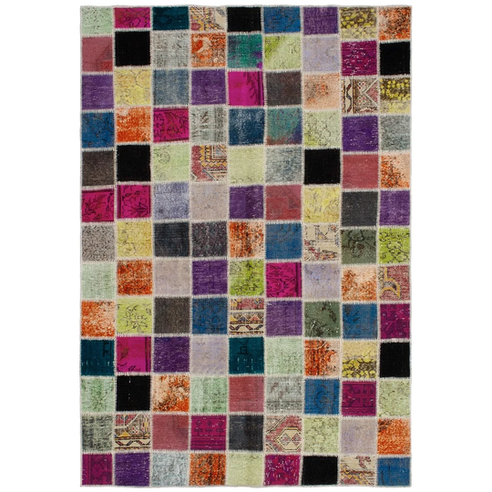 ECARPETGALLERY Hand-knotted Color Transition Patchwork Multi Wool Rug - 5'9 x 8'4