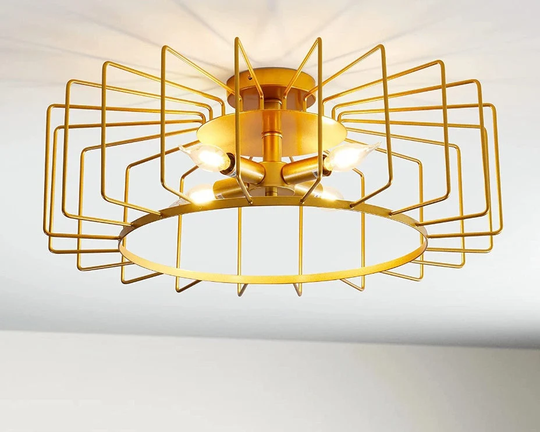 Mid-Century Ceiling Light - Flush Mount Ceiling Industrial Semi Flush 4 Light Close To