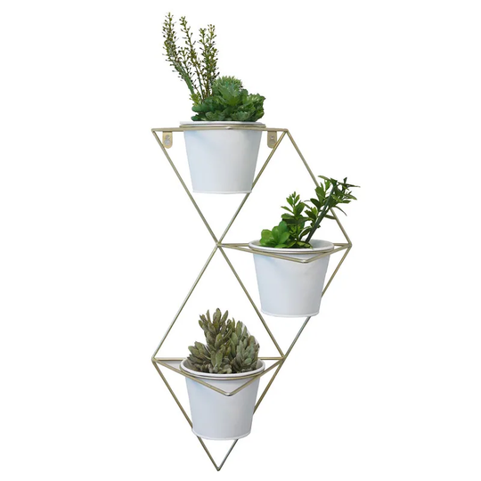 Hanging Planter Vase, White/Brass - 8'6" x 13'
