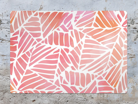 Pink Geometric Leaf Chair Mat, White Splat Vinyl Floor Abstract Protective Pad, Decorative Gift Idea