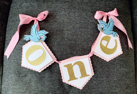 Cinderella Blue Birds High Chair Banner