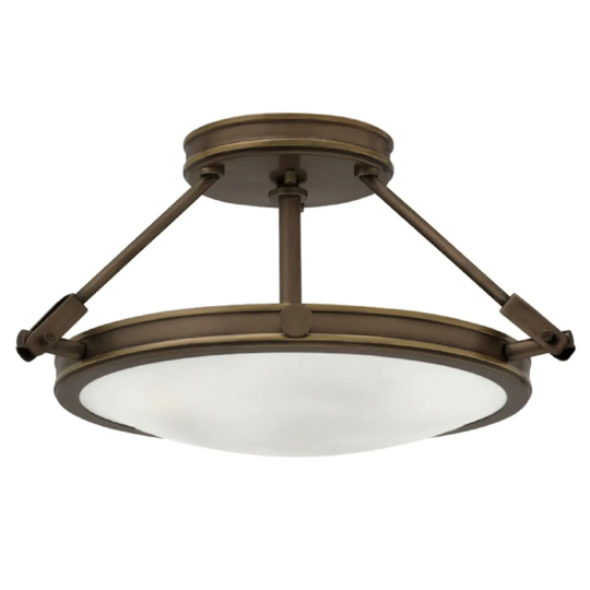 Hinkley Collier 3-Light Semi-Flush Mount in Light Oiled Bronze