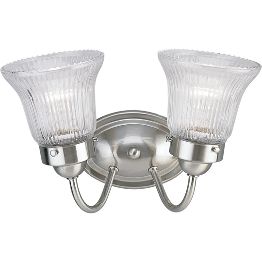Progress Lighting Silvertone Fluted Glass 2-light Bath Light