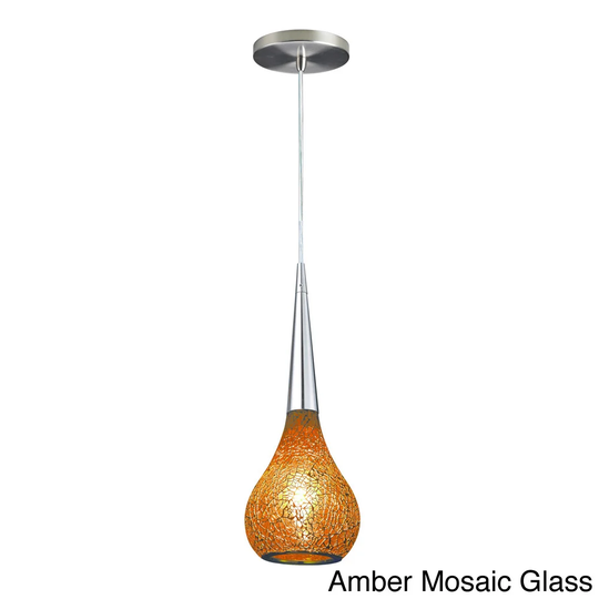 Torine 1-light Satin Nickel Mosaic Glass Mini Pendant