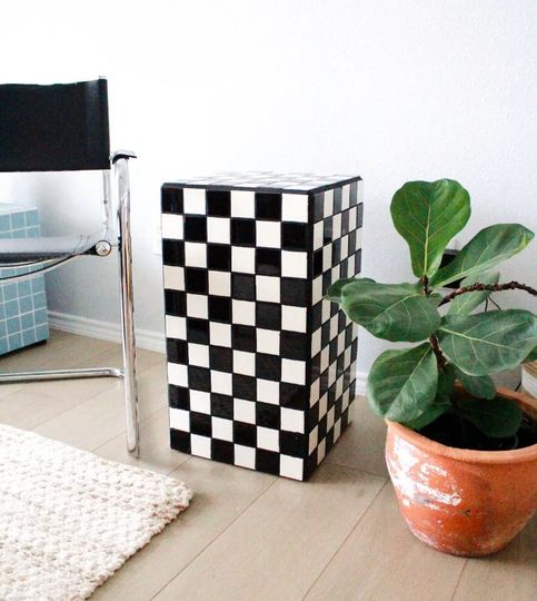 Checkered Black & Almond Tiled Table
