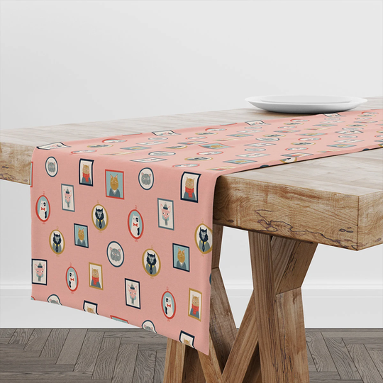 Table Runner Cats Family | Unique Design Decor High Quality Textile & Print Made in Eu
