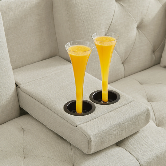 Square Arm Armrests, Sofa Daybed, Breathable cotton and linen textiles and sofas are supported by solid rubber wood feet,