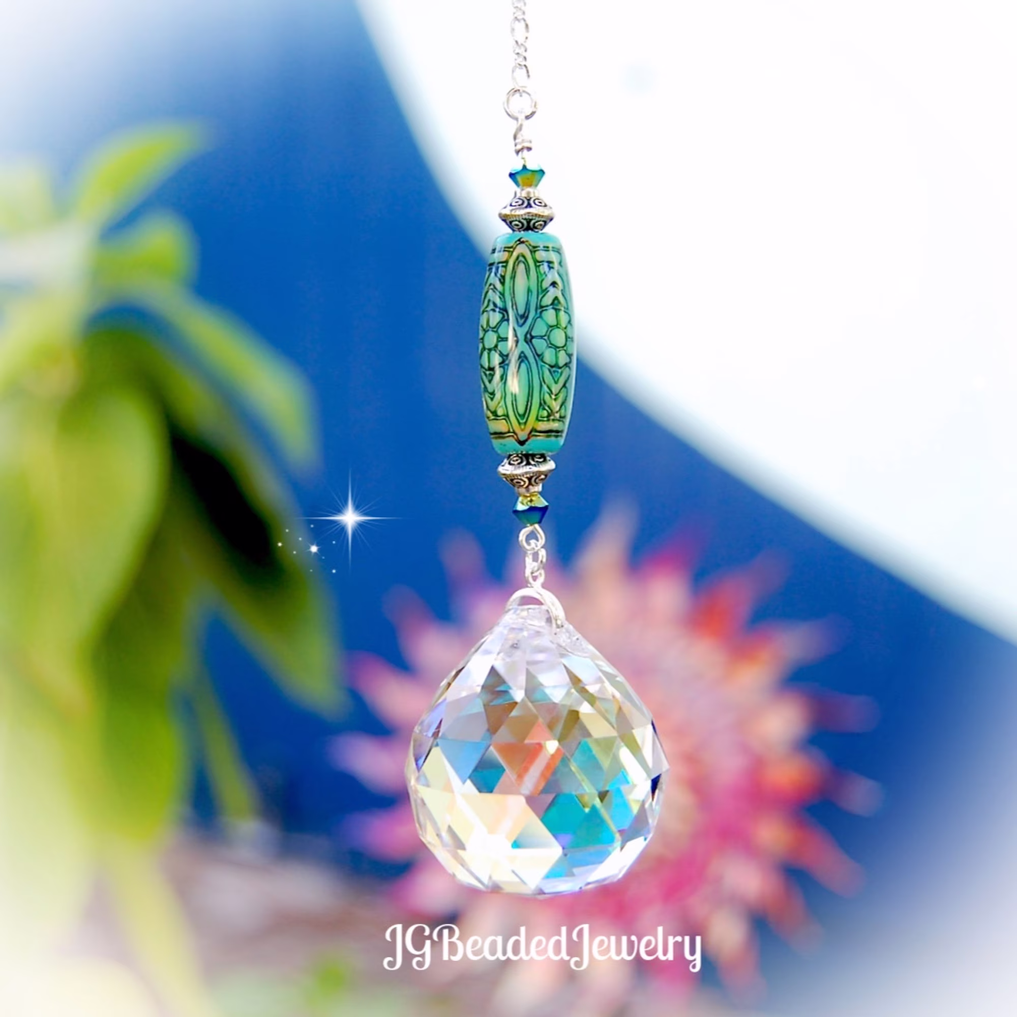 Color Changing Crystal Suncatcher, Window Prism, Rearview Mirror Decoration