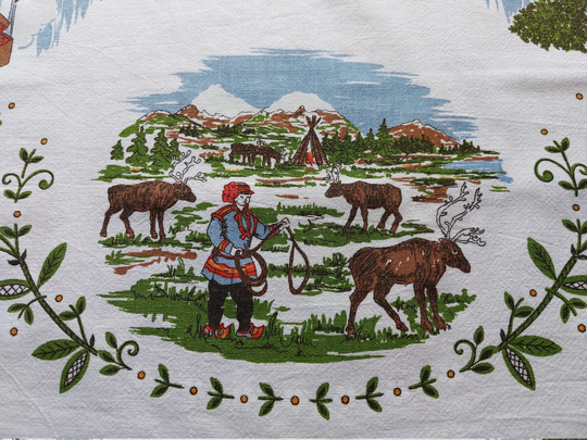 Vintage Printed Cotton Table Mat, Farmhouse Warming, Country Housewarming, Traditional Folk Art Vintage Tablecloth | E14