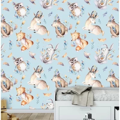 Deweese Cute Nursery Animals 10' L x 24" W Peel and Stick Wallpaper Roll