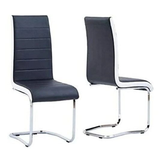 Set of 2 Modern Office Chairs Leather Dining Chairs Black - 17x40