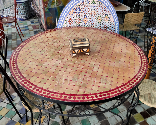 Outdoor Patio Mosaic Table 100%handmade, Ceramic Table, Indoor Table, Customizable Tile Design, Handcrafted Table, Tile Decor, Dining