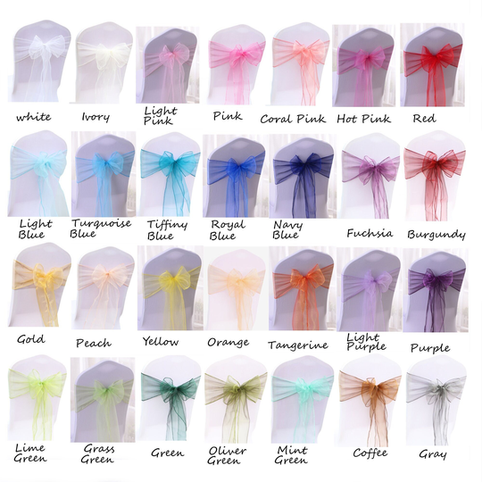 25Pcs Organza Chair Sash-7" 108" Wedding Chair Sash-Chiffon Decor