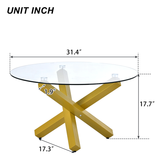 3 Legs Coffee Table Cocktail Table with Tempered Glass Tabletop