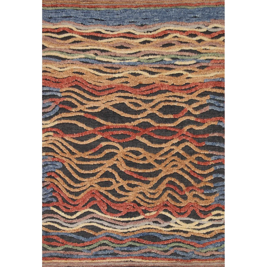 Multi-Color Abstract Oriental Area Rug Handmade Wool Carpet - 5'10"x 7'9"