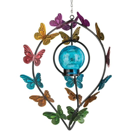 Butterfly Hanging Solar Wind Spinner - Multi-Color