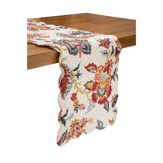 14" x 51" Kennedy Floral Table Thanksgiving Table Runner - Red