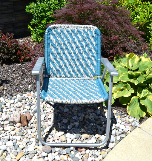 Lawn Chair Vintage Metal East Coast To West Blue Ropes