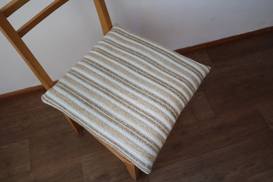 Chair Cushion Cover With Zipper, Woven White & Beige Pads, Scandinavian Seat Cushion, Handwoven Decor, Bench Stool Pillow Case
