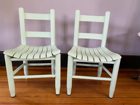 Vintage Children's School Chairs Hand Painted in Mint Green Chalk Paint