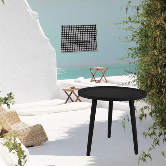 Side Table Patio Round End Table Small Wood Coffee Table Outdoor Black