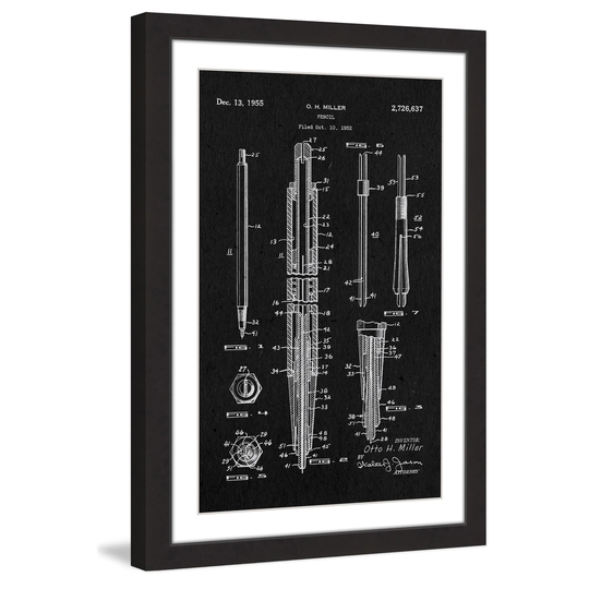 Marmont Hill - Handmade Pencil 1955 Black Paper Framed Print