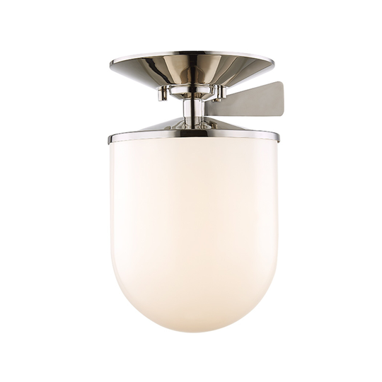 Mitzi by Hudson Valley Audrey 1-light Polished Nickel Large Semi Flush, Opal Glossy Glass