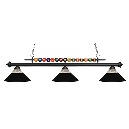 Avery Home Lighting Shark 3-light Island/Billiard Clear Ribbed Glass and Metal Matte Black-finished Light - Matte Black