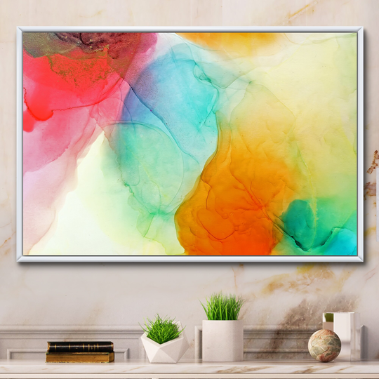 Designart 'Fight Of Color Of Liquid Ink II' Modern Framed Canvas Wall Decor