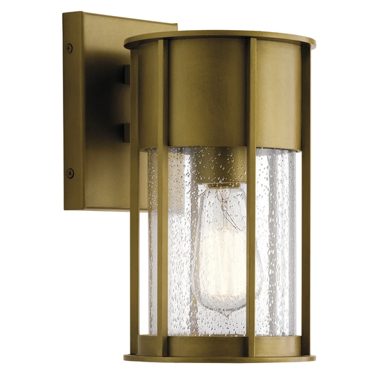 Kichler Camillo 11 Inch 1 Light Wall Light with Clear Seeded Glass in Natural Brass