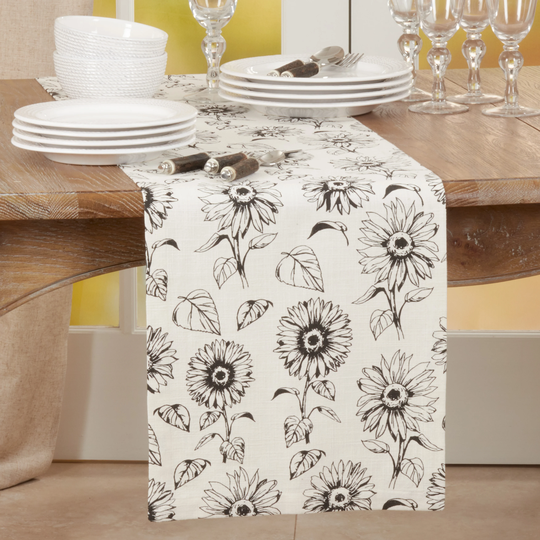 Dining Table Runner With Sunflower Design